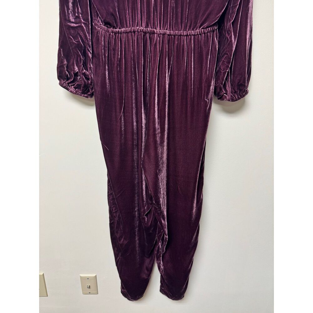 SUNDANCE Aviana Velvet Jumpsuit, Silk Blend, Deep Burgundy, Sz M - Picture 14 of 16